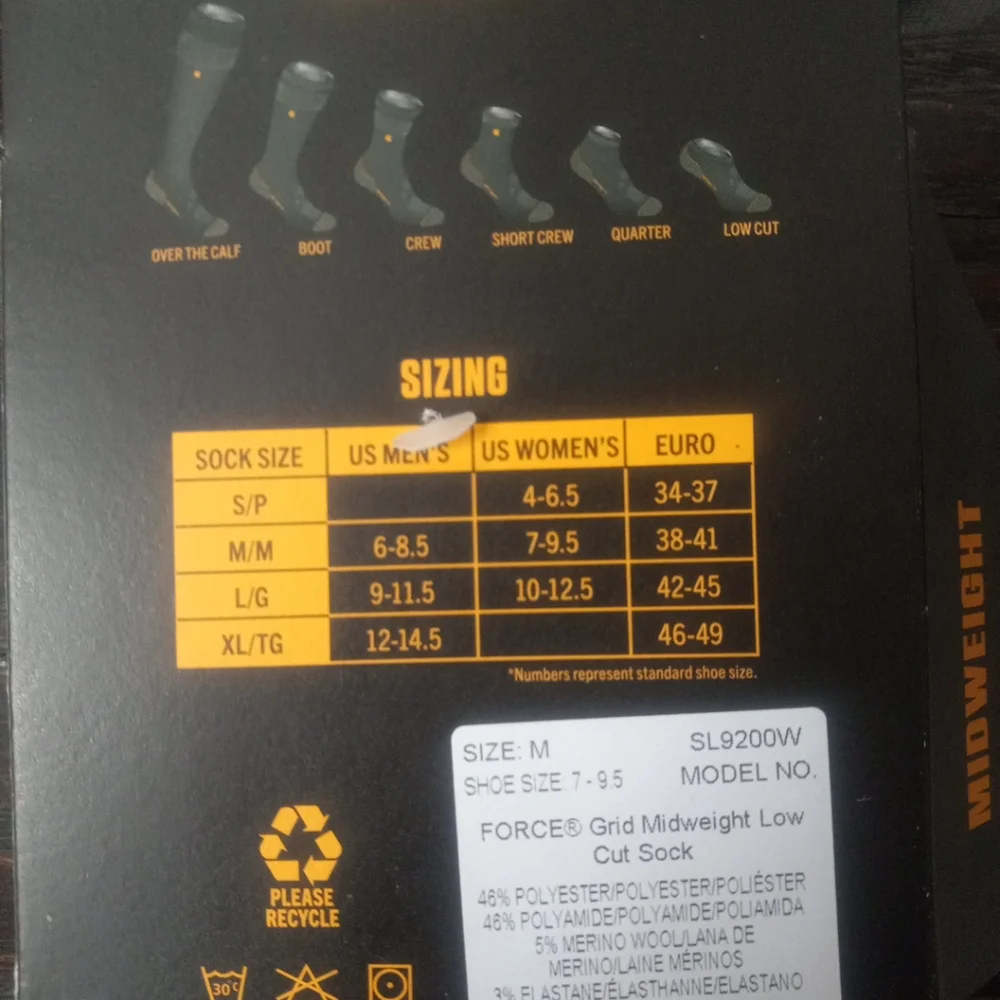 Woman's Carhartt Midweight Force Grid Low Cut Sock Color Black Shoe Size 7-9.5.